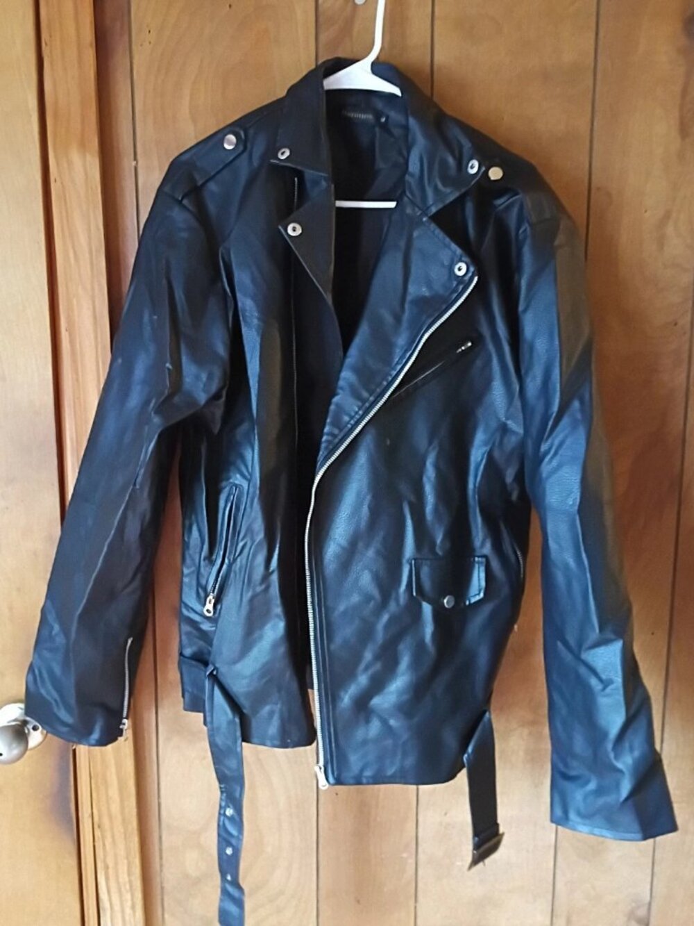 Beninos Men's Faux Leather Moto Jacket – Size XL – "T Birds" Grease Costume/Cos